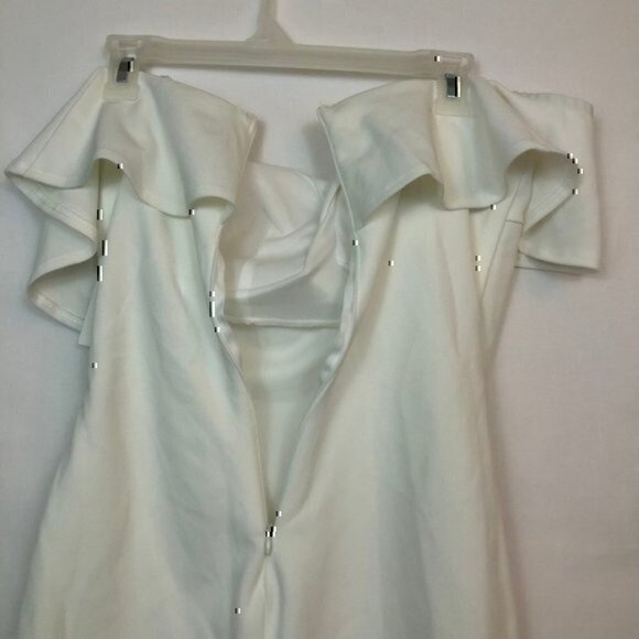 NEW NWT SEQUIN HEARTS Off the Shoulder Dress Cream Ivory Fitted Bodycon Mini 9 - Picture 9 of 9